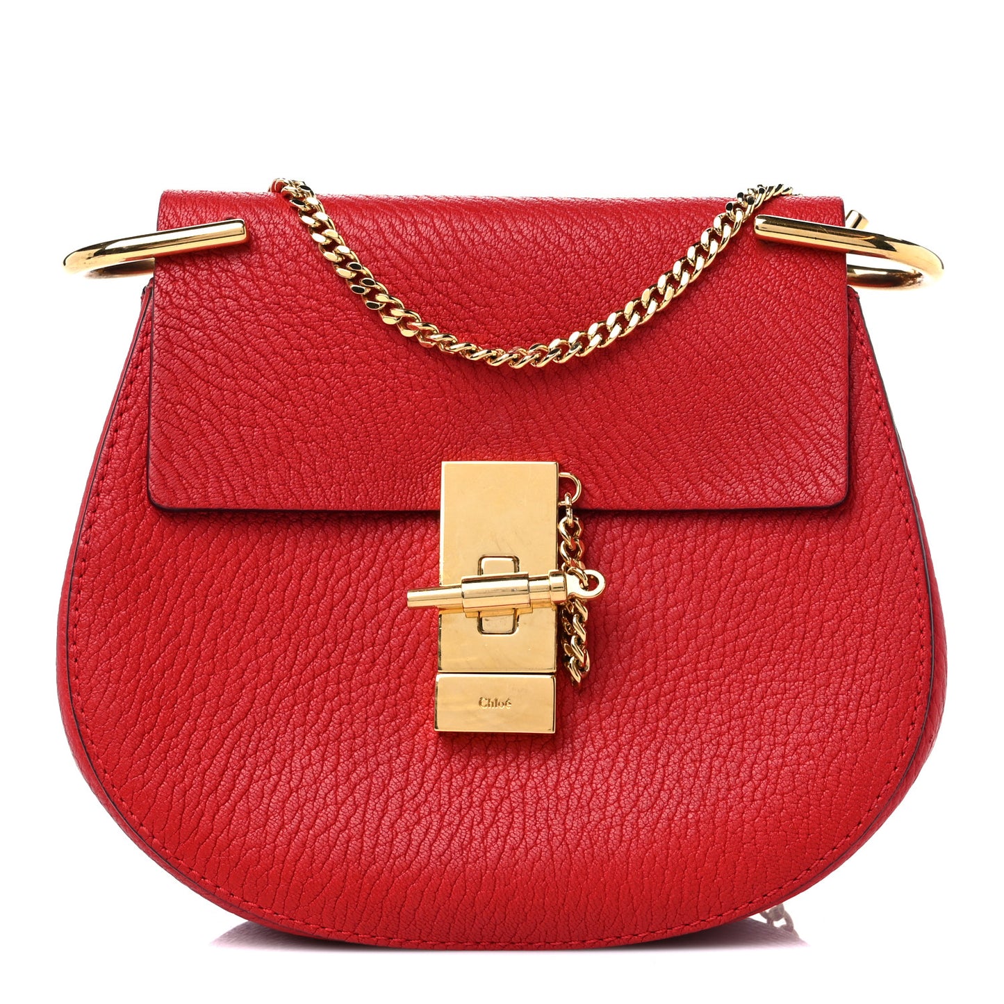 Grained Lambskin Mini Drew Shoulder Bag Plaid Red