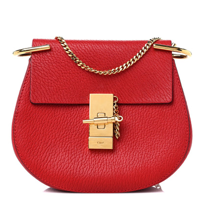 Chloe Grained Lambskin Mini Drew Shoulder Bag Plaid Red 1 of 10