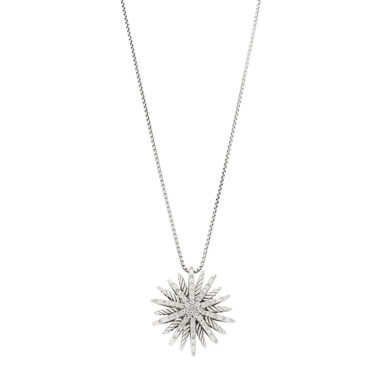 David Yurman Sterling Silver Diamond Medium Starburst Pendant Necklace 1 of 6