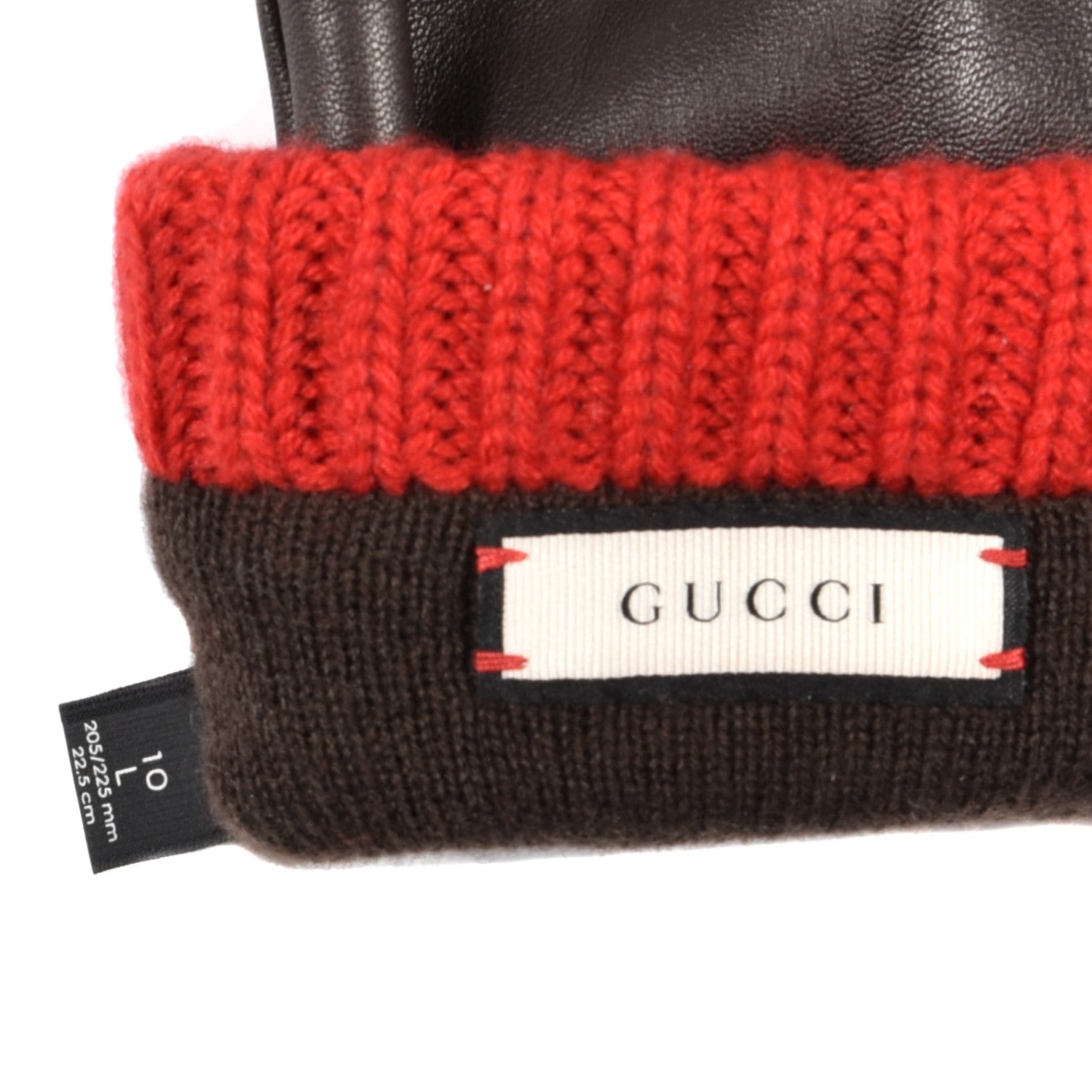 Gucci Nappa Cashmere Web Gloves L Dark Brown 4 of 4