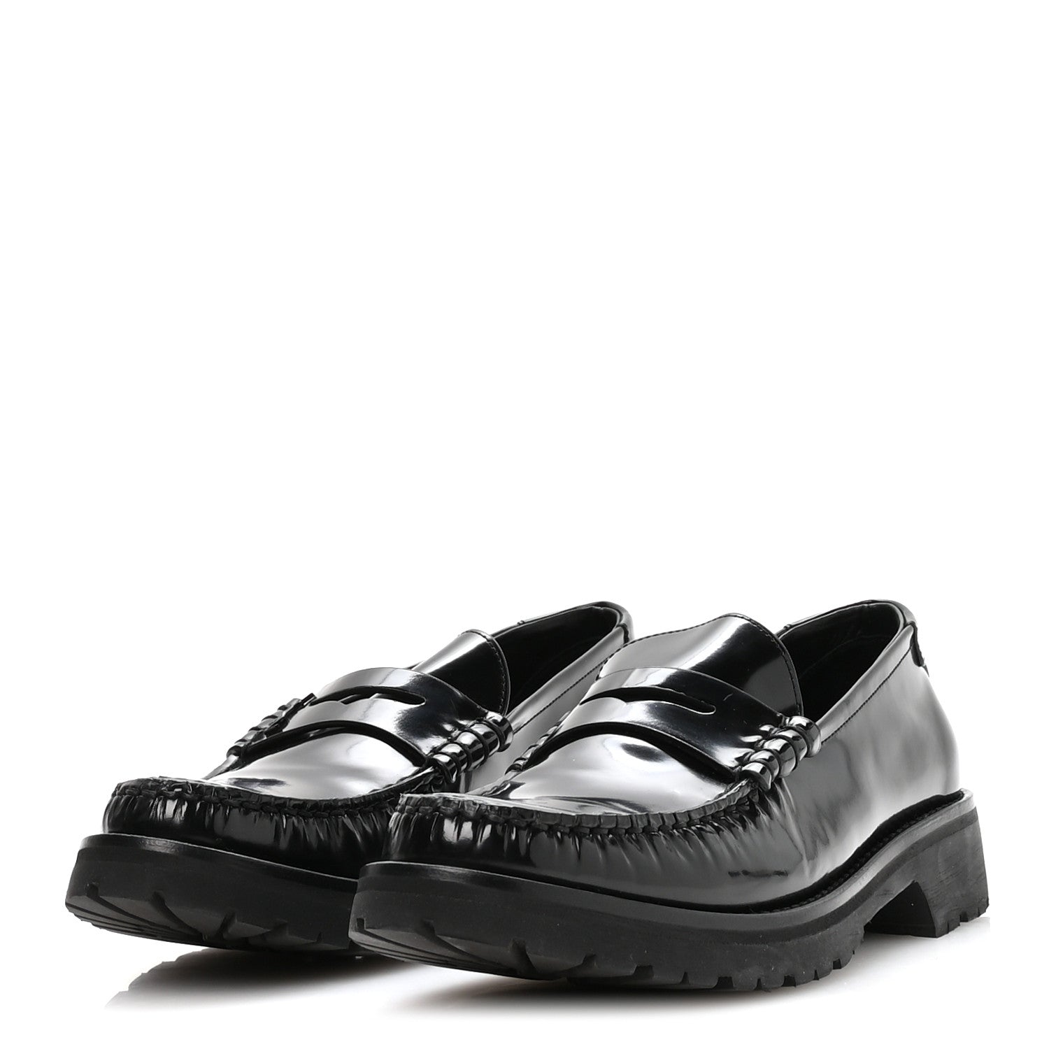 Saint Laurent Glazed Calfskin Le Loafer 15 Penny Slippers 39 Black 4 of 8