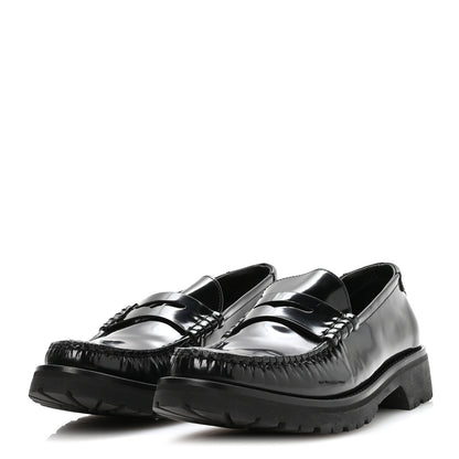 Saint Laurent Glazed Calfskin Le Loafer 15 Penny Slippers 39 Black 4 of 8