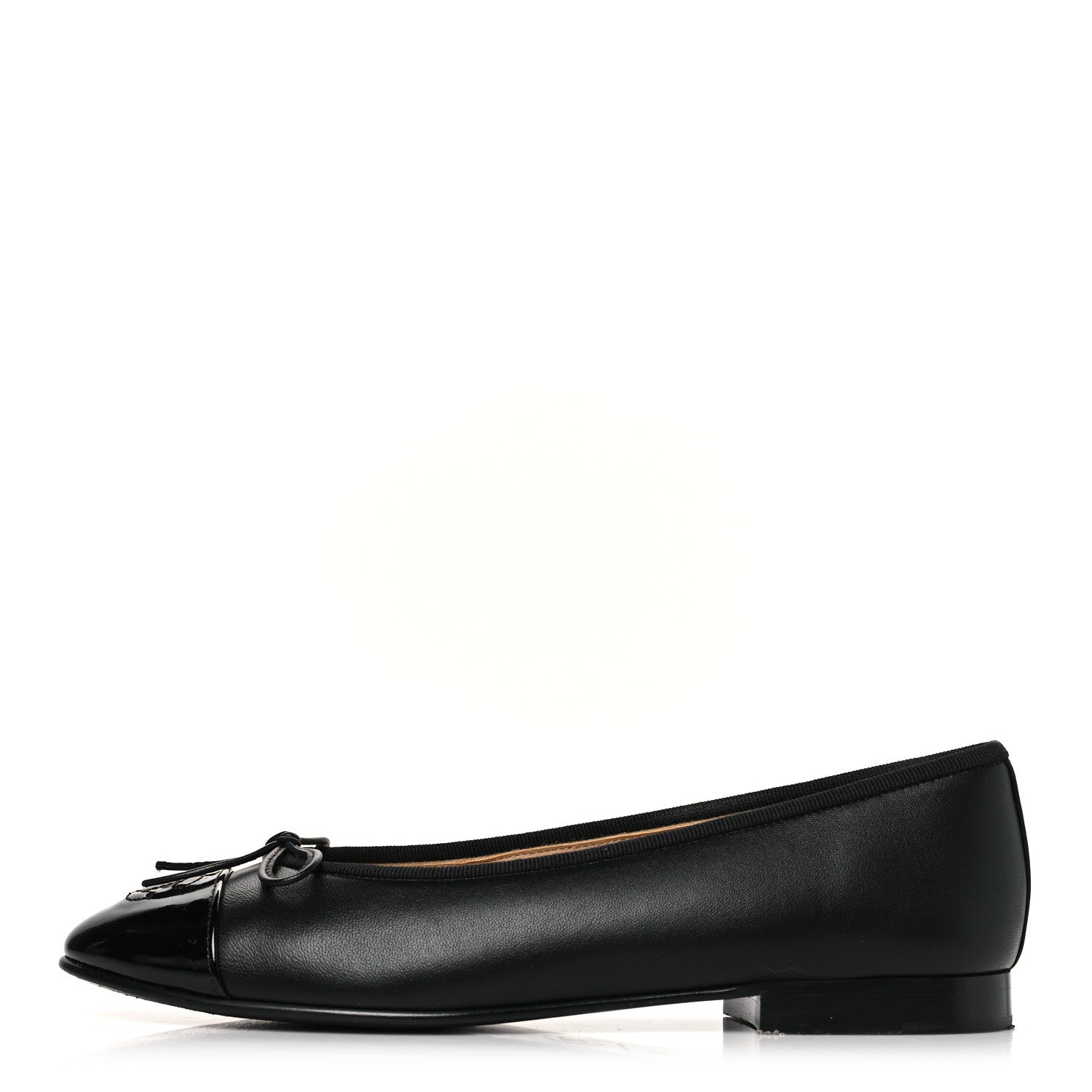 Chanel Lambskin Patent CC Cap Toe Ballerina Flats 36 Black 1 of 10