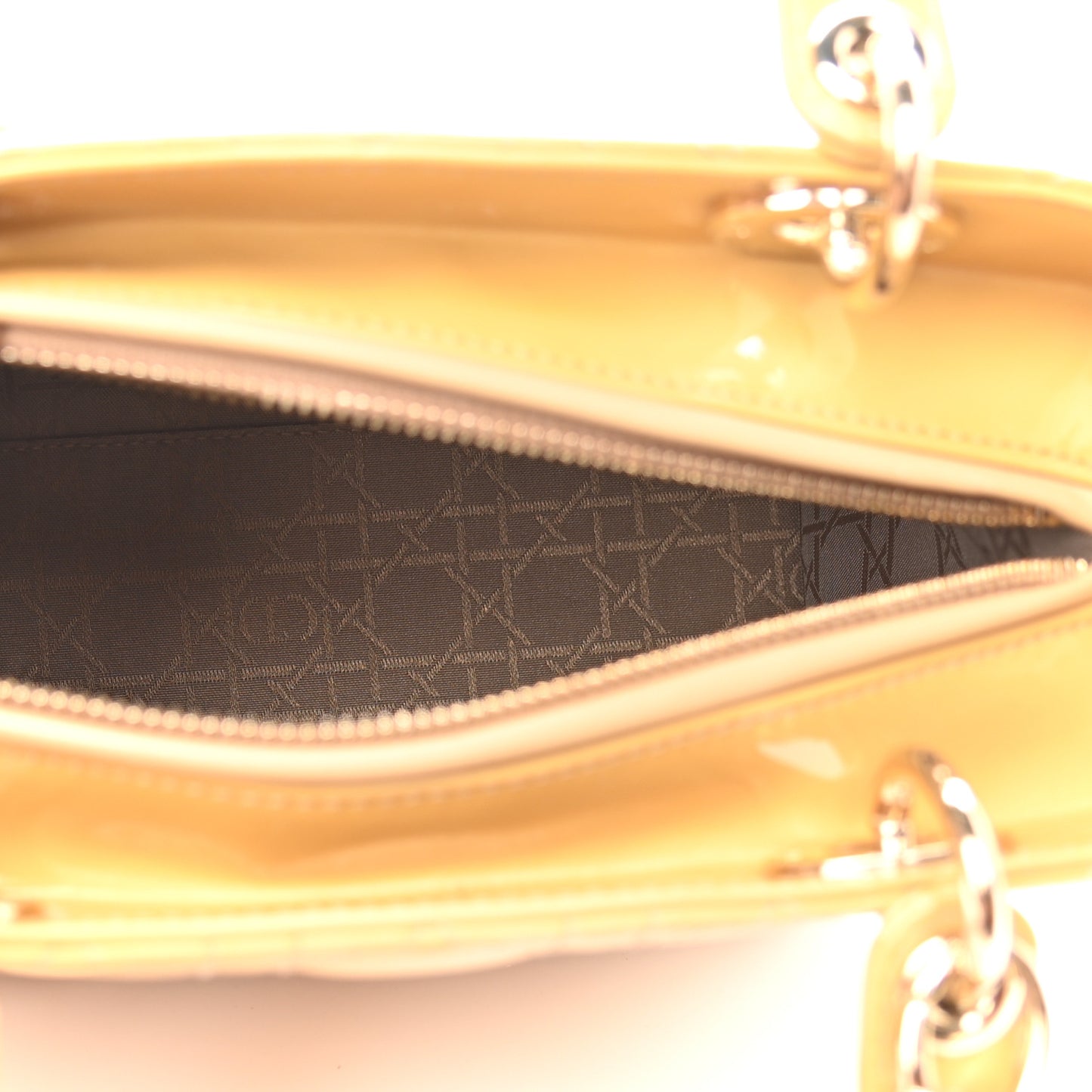 Patent Cannage Medium Lady Dior Beige