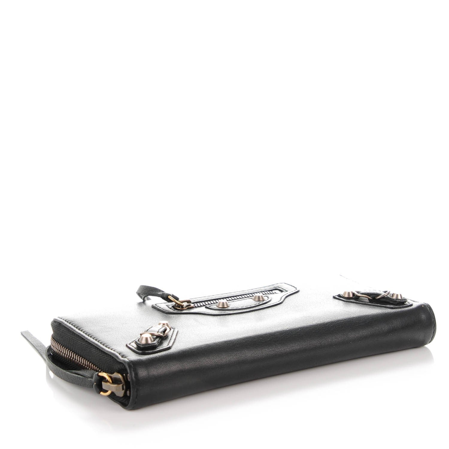 Balenciaga Calfskin Papier Continental Zip Around Wallet Black 4 of 8