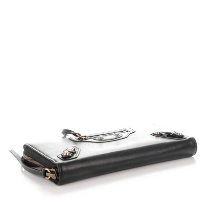 Balenciaga Calfskin Papier Continental Zip Around Wallet Black 4 of 8
