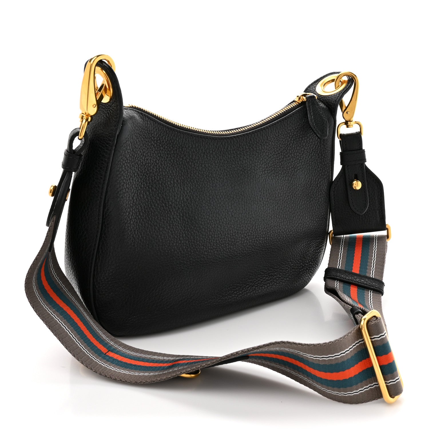 Prada Vitello Phenix Zippered Messenger Hobo Black 1797079