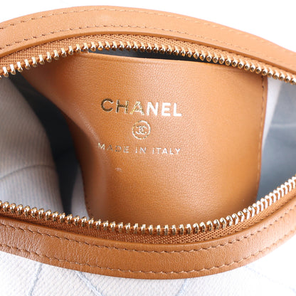 Chanel Denim Calfskin Quilted Coco Beach Top Handle Long Vanity Blue Brown 9 of 19