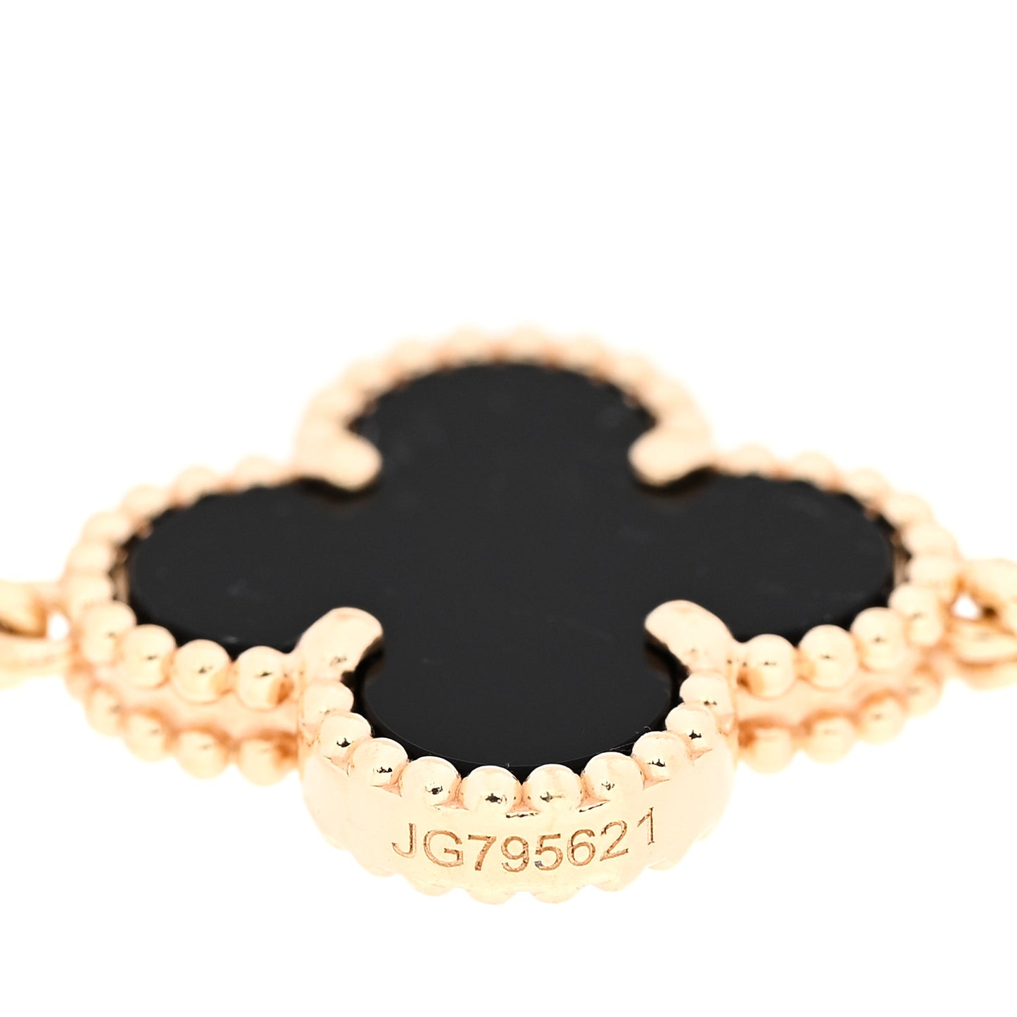 18K Yellow Gold Black Onyx 5 Motifs Vintage Alhambra Bracelet