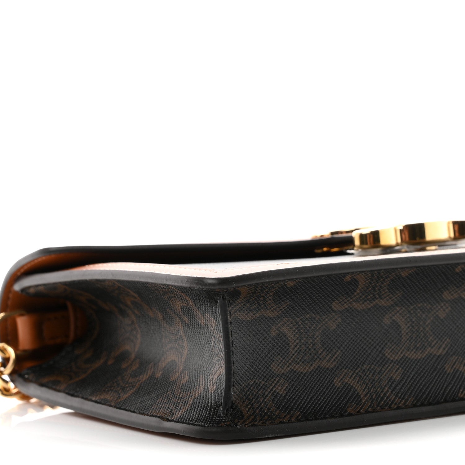 Celine Triomphe Canvas Calfskin Margo Wallet on Chain Tan 9 of 10