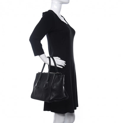 Prada Glace Calf Twin Pocket Tote Black 2 of 14