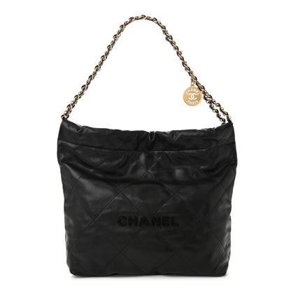 Chanel Shiny Caviar Quilted Monochrome Small Chanel 22 Black 1 of 10