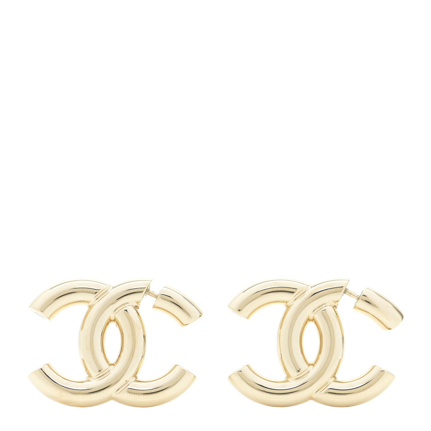 Metal Large CC Earrings Light Gold