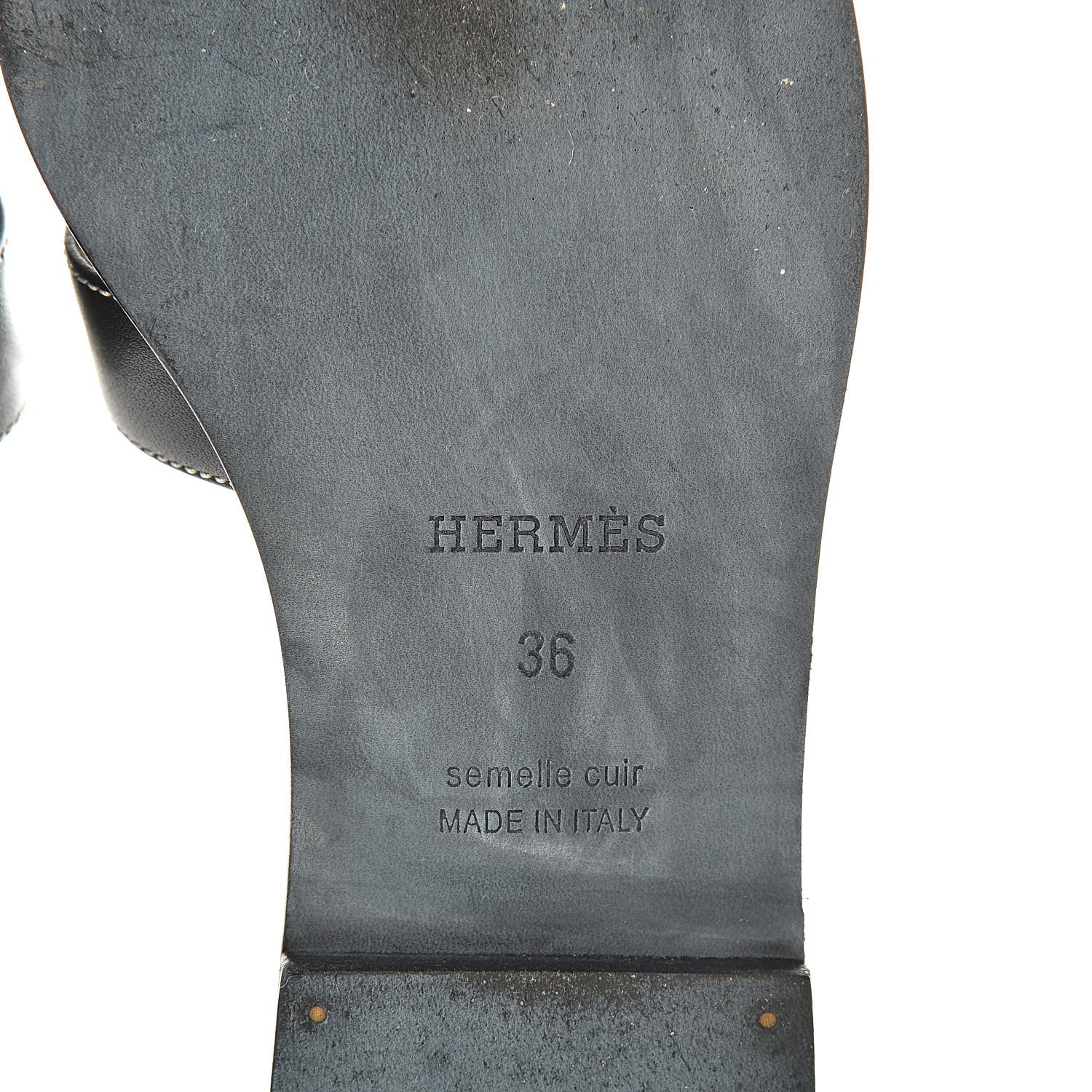 Hermes Calfskin Oran Sandals 36 Black 6 of 10
