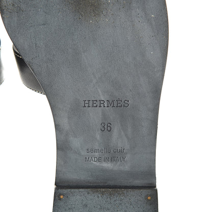 Hermes Calfskin Oran Sandals 36 Black 6 of 10