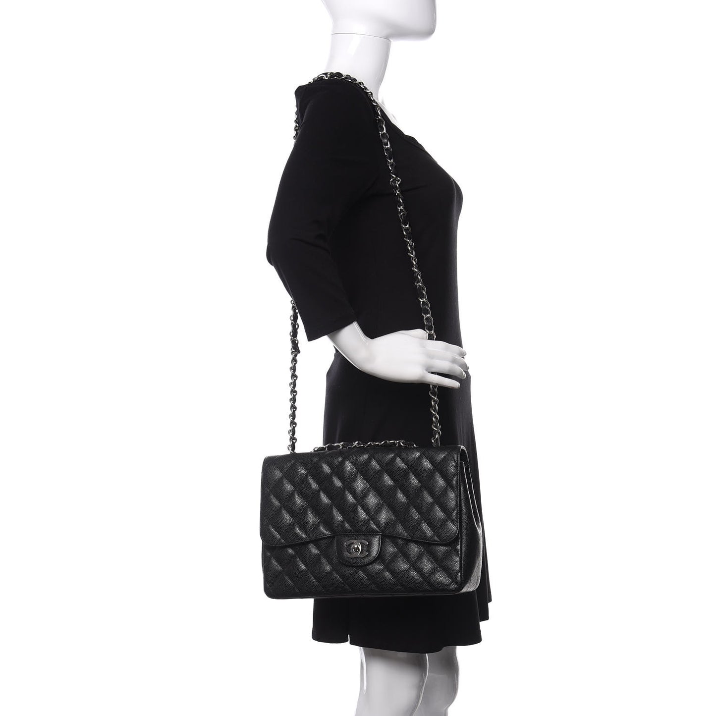 Caviar Quilted Jumbo Single Flap Black