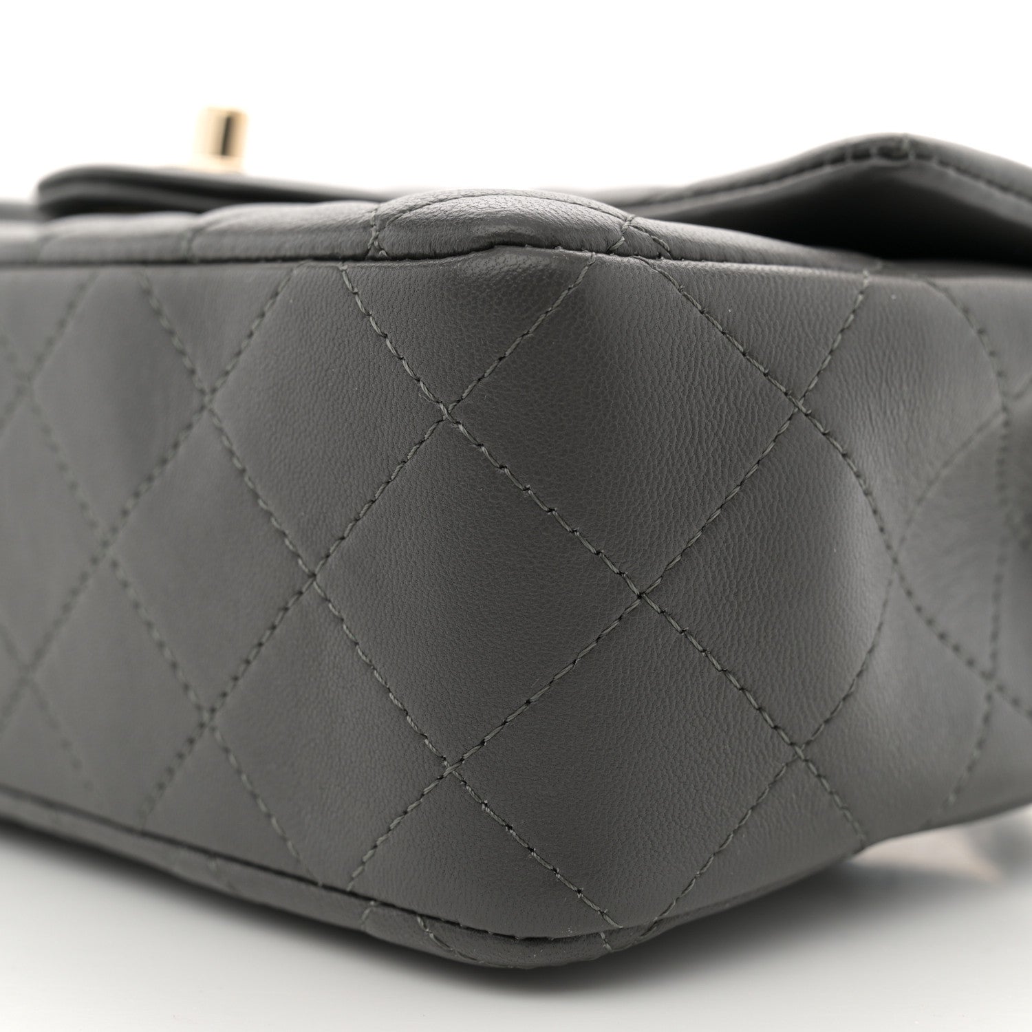 Chanel Lambskin Quilted Mini Rectangular Flap Dark Grey 10 of 11