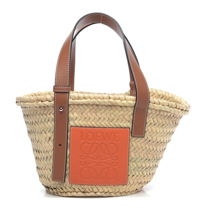 Loewe Raffia Small Basket Tote Bag Natural Orange 1 of 8
