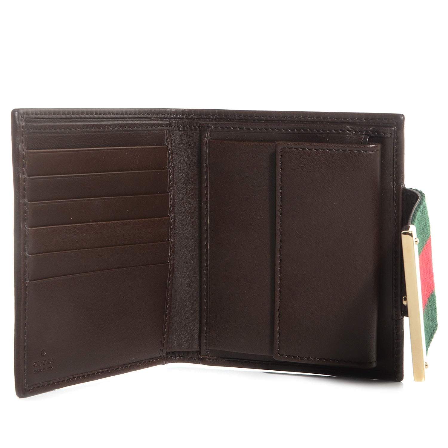 Gucci Monogram Web Ladies Web French Wallet Brown 5 of 7
