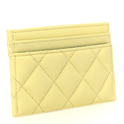 Chanel Caviar Quilted Textured CC Card Holder Light Yellow 3 of 9