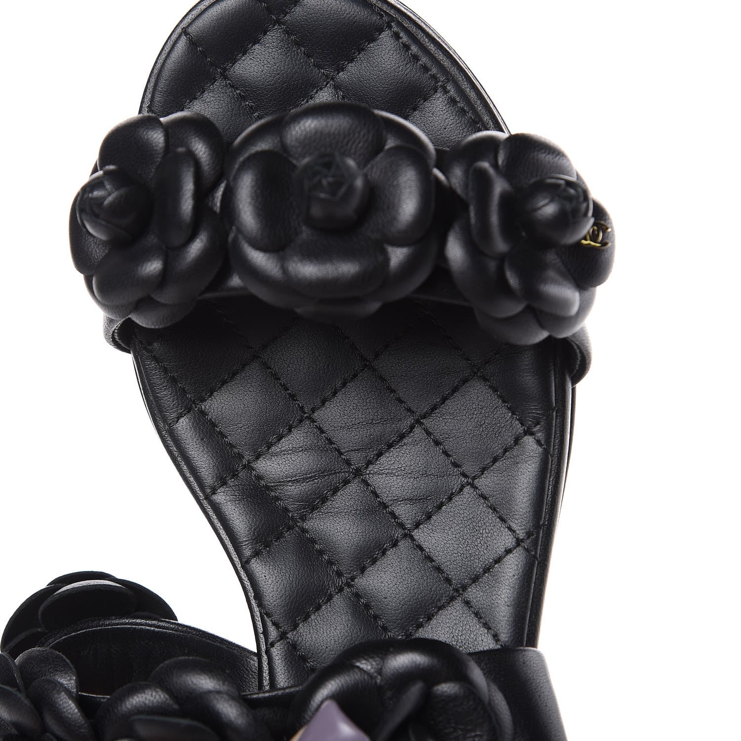 Chanel Lambskin Camellia Sandals 35.5 Black 11 of 11