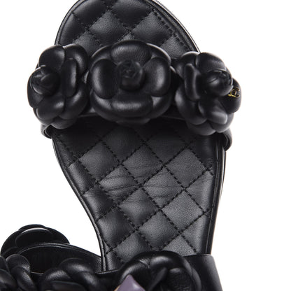 Chanel Lambskin Camellia Sandals 35.5 Black 11 of 11