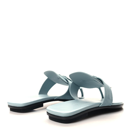 Hermes Suede Goatskin Womens Galerie Sandals 36 Bleu Pinede 4 of 10