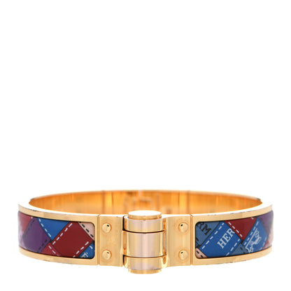 Hermes Enamel Printed Narrow Bolduc Au Carre Hinged Bracelet 1 of 8