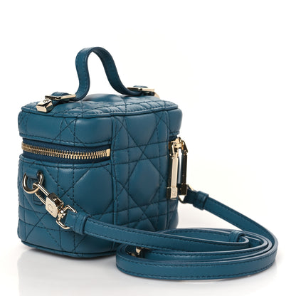 Christian Dior Lambskin Cannage Micro Lady Dior Vanity Case Deep Ocean 3 of 8