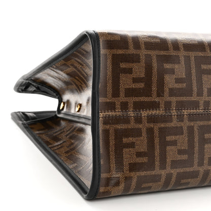 Fendi Glazed Fabric Vitello Century FF 1974 Stamp Patch Medium Peekaboo Defender Cover Mogano Panna Black 9 of 11