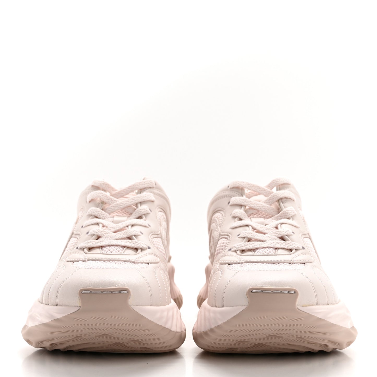 Calfskin Interlocking G Ripple Womens Platform Sneakers 38 Light Pink