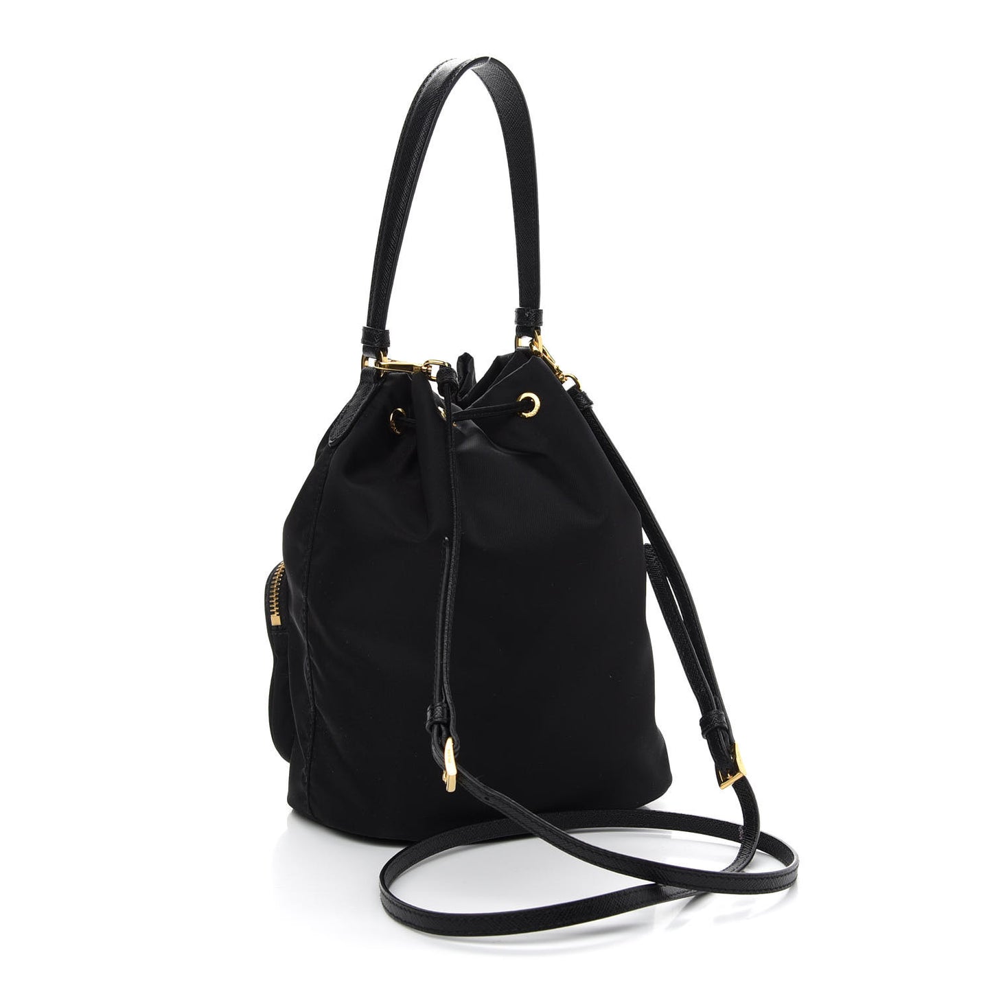 Re-Nylon Duet Drawstring Shoulder Bag Black
