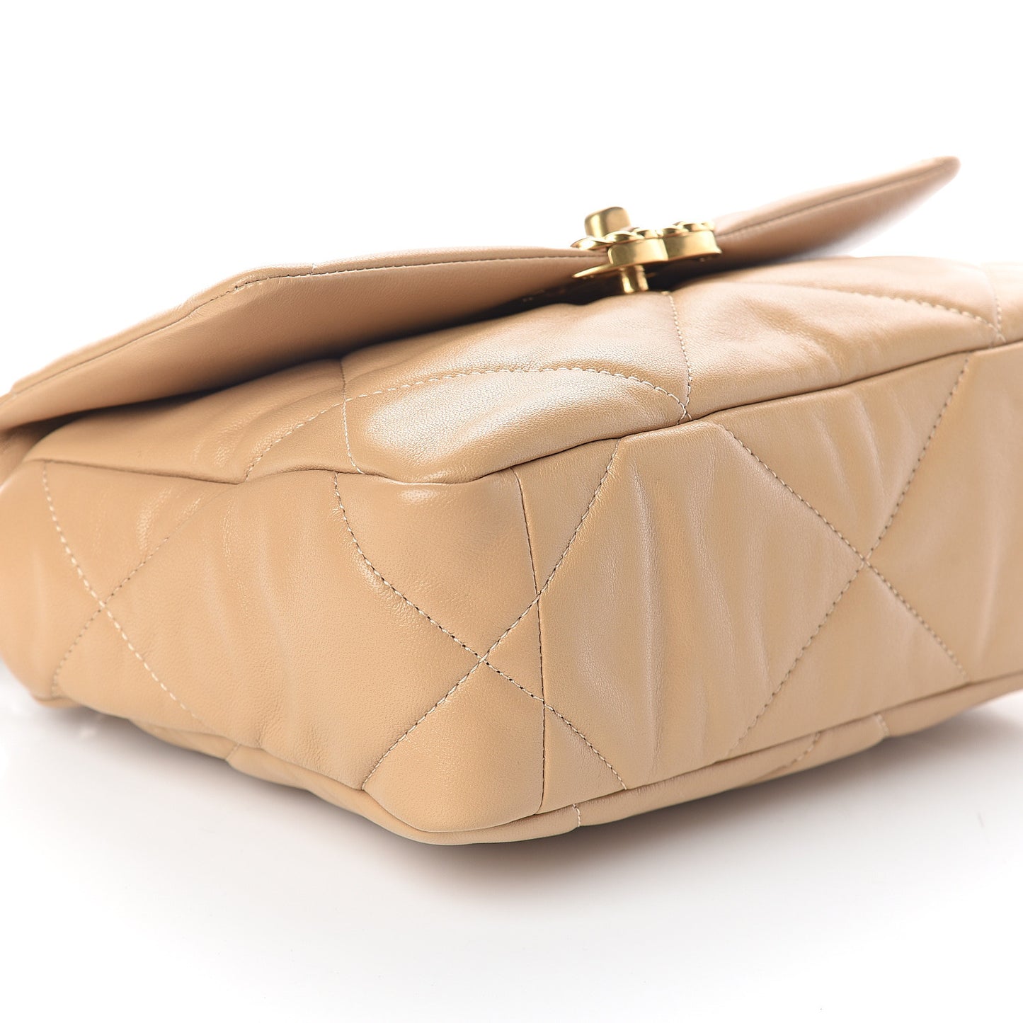 Lambskin Quilted Medium 19 Flap Dark Beige
