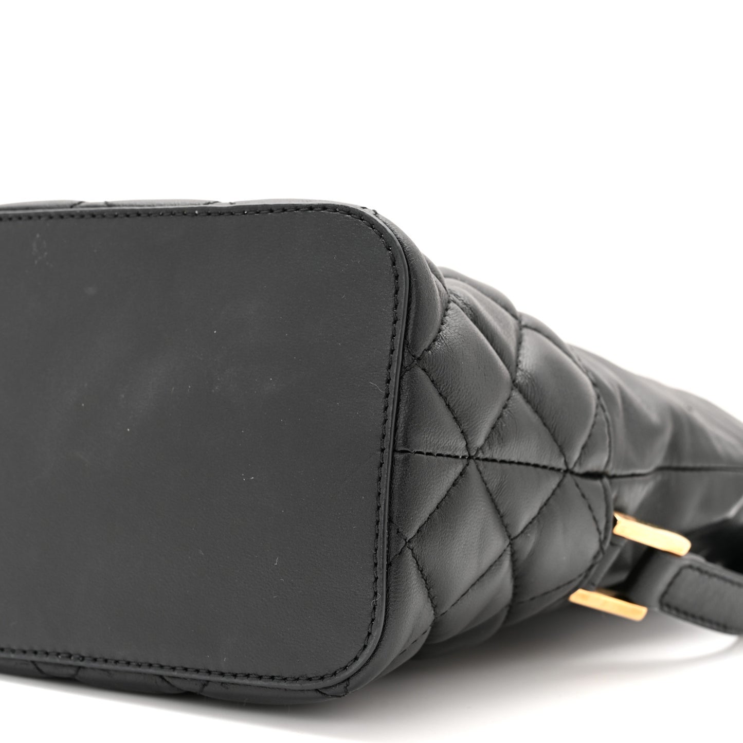 Nappa Quilted Medusa Bucket Bag Black