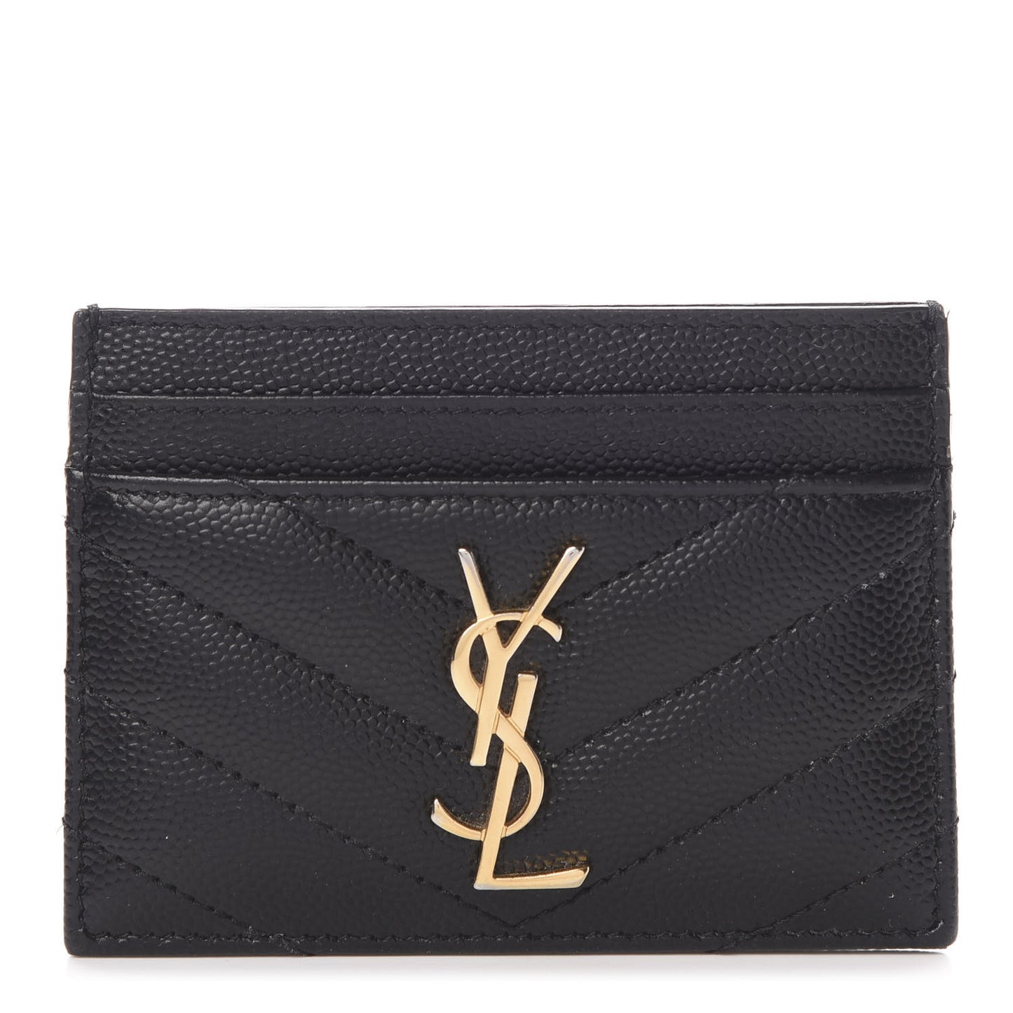 Grain De Poudre Matelasse Chevron Monogram Credit Card Case Black
