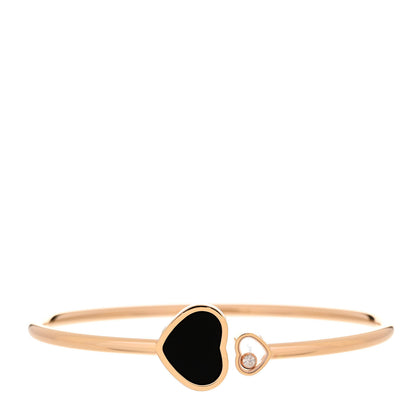 Chopard 18K Rose Gold Diamond Black Onyx Happy Hearts Bangle Bracelet 1 of 6