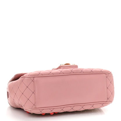 Dolce & Gabbana Lambskin Watersnake Embellished Lucia Shoulder Bag Rosa 4 of 9