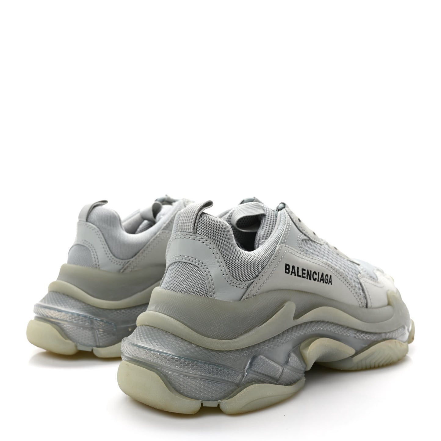 Fabric Mesh Clear Sole Womens Triple S Sneakers 40 Pearl Grey