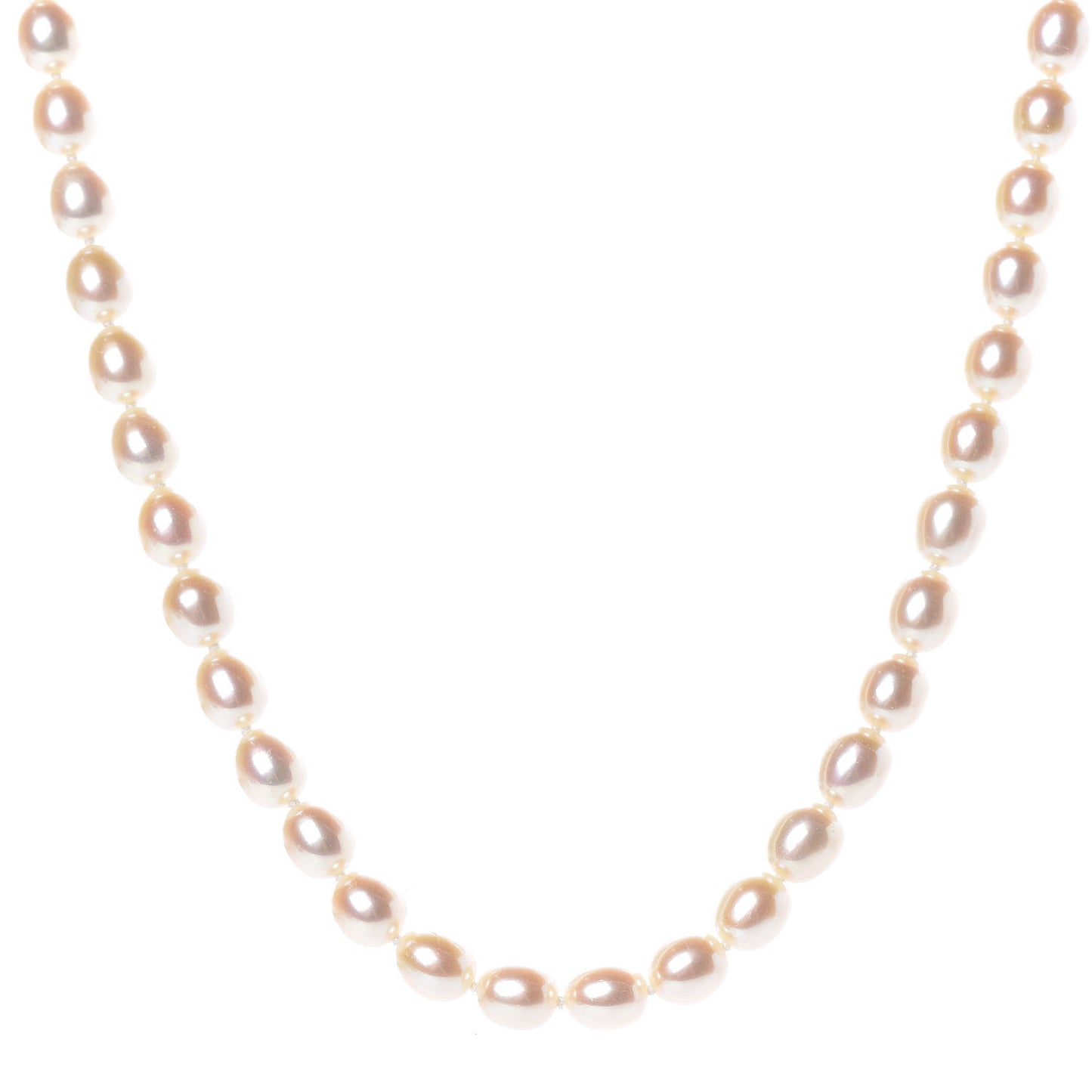 Sterling Silver Pearl 7mm Strand Twist Clasp Necklace