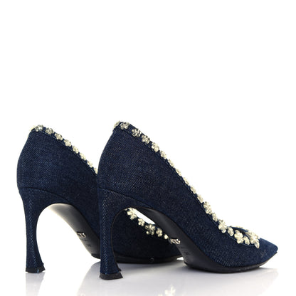 Christian Dior Denim Crystal Garland Pumps 36 Blue Fonce 4 of 10