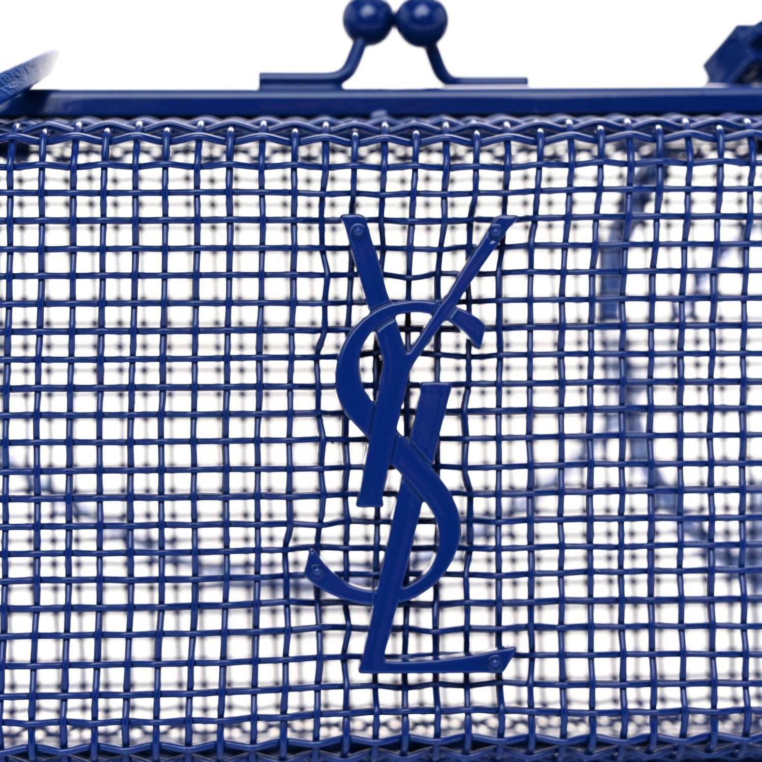Saint Laurent Brass Lambskin Monogram Cassandre Cage Bag Blue Majorelle 8 of 10