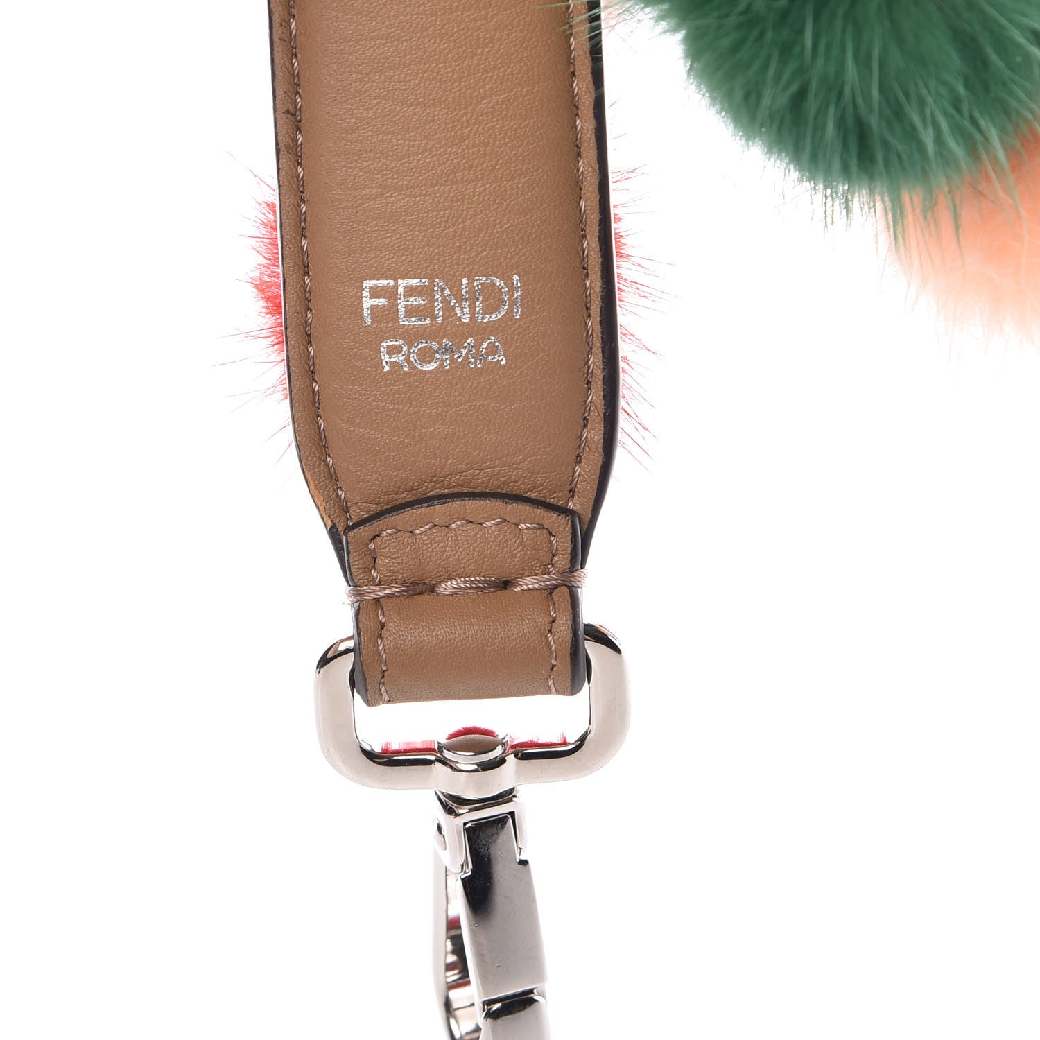 Fendi Mink Fur Pom Pom Mini Strap You Brown Grey Multicolor 5 of 5
