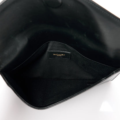 Saint Laurent Calfskin Matelasse Chevron Monogram Uptown Clutch Black 5 of 10
