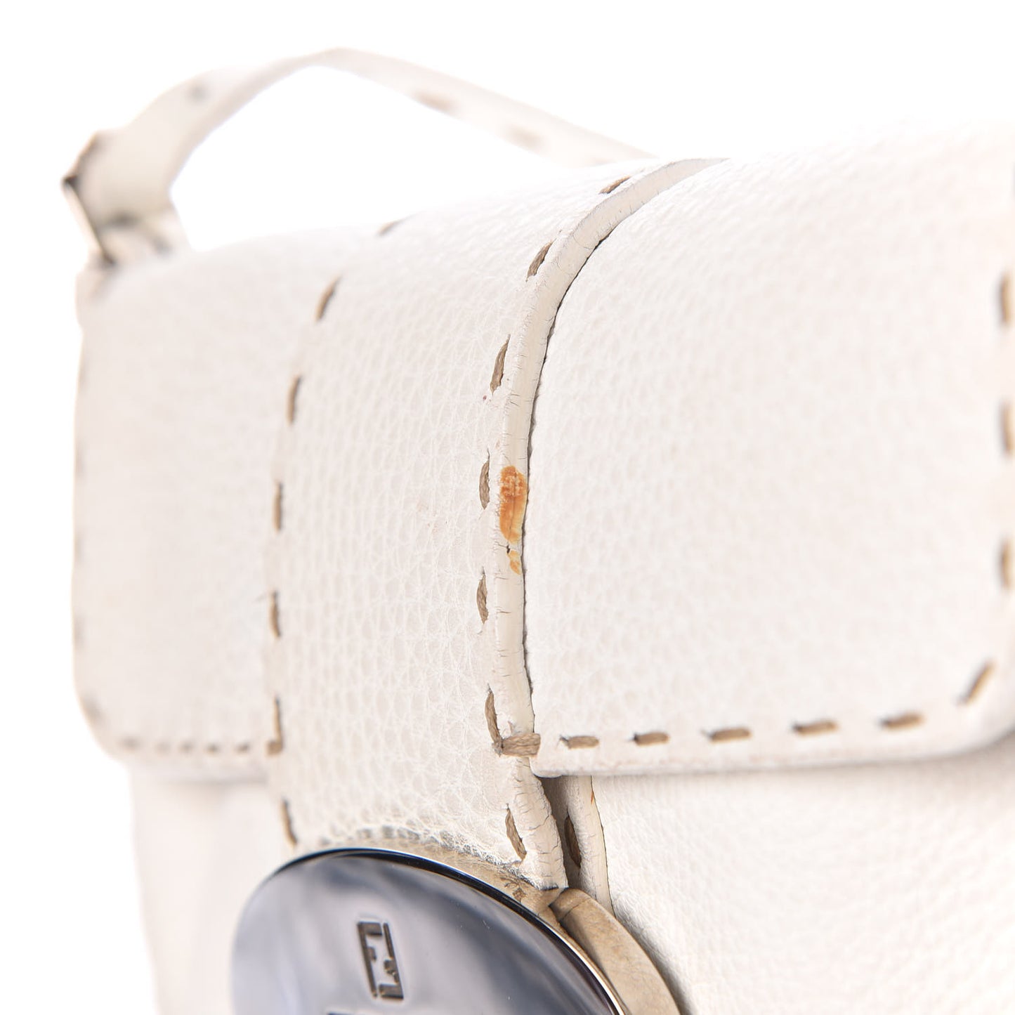 Calfskin Romano Selleria Flap Bag White