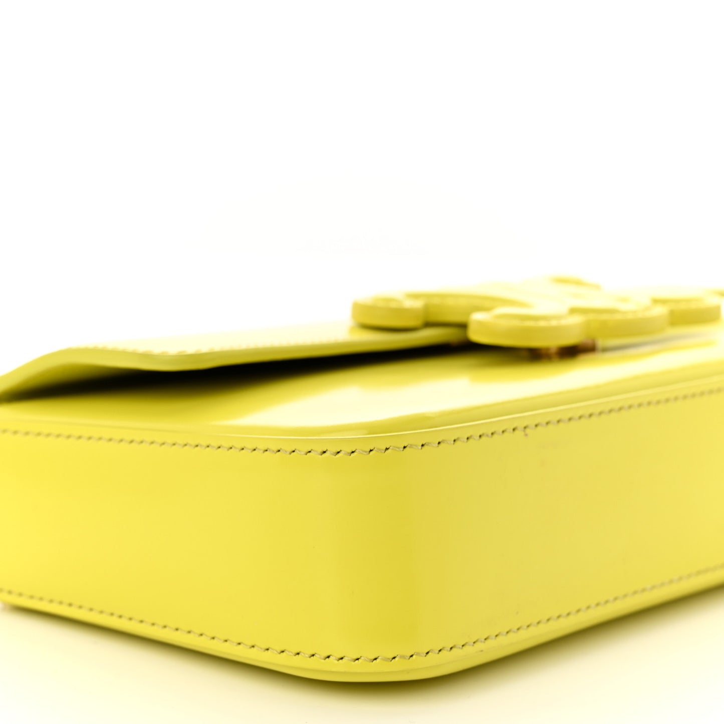 Shiny Calfskin Cuir Triomphe Chain Shoulder Bag Anis