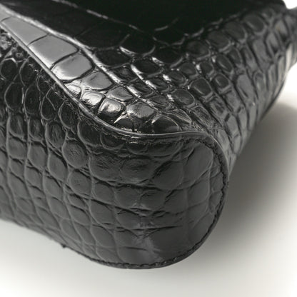 Balenciaga Shiny Super Supple Calfskin Crocodile Embossed Small XX Flap Stretch Bag Black 8 of 8
