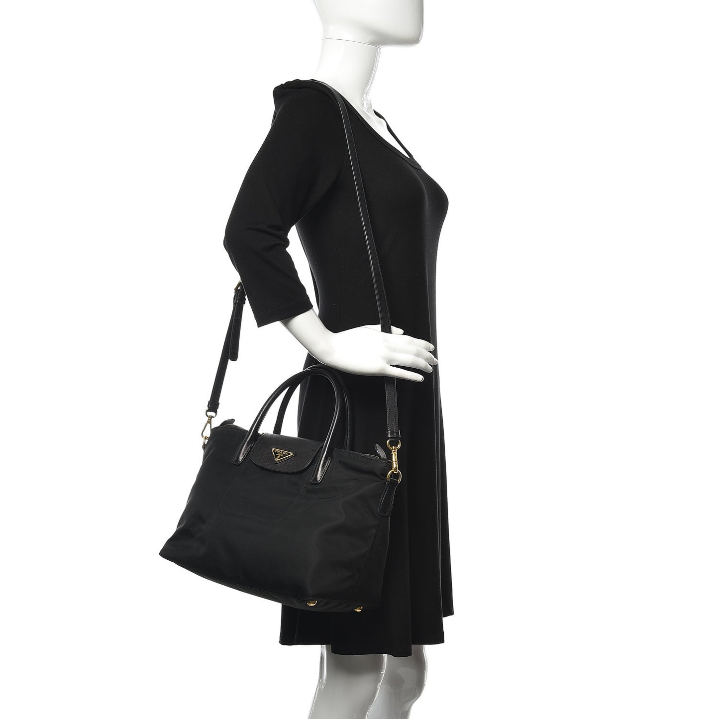 Tessuto Nylon Saffiano Tote Black