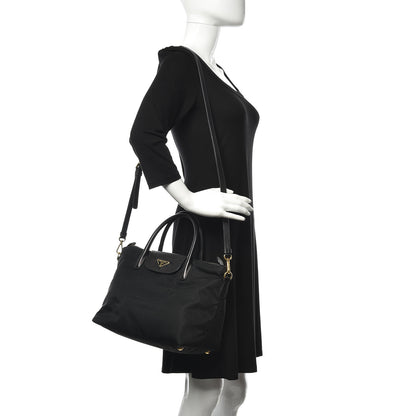 Prada Tessuto Nylon Saffiano Tote Black 2 of 10