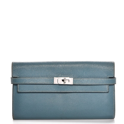 Hermes Epsom Kelly Longue Wallet Blue Jean 1 of 19