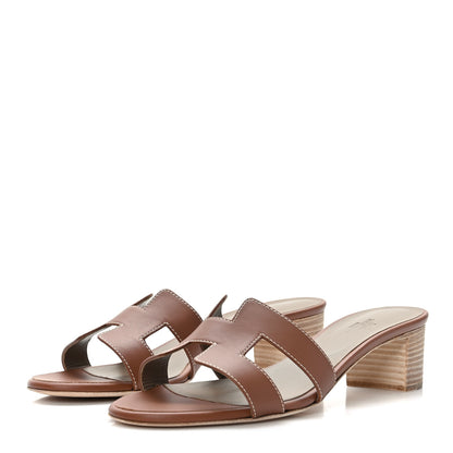 Hermes Calfskin Oasis Sandals 40.5 Gold 2 of 7